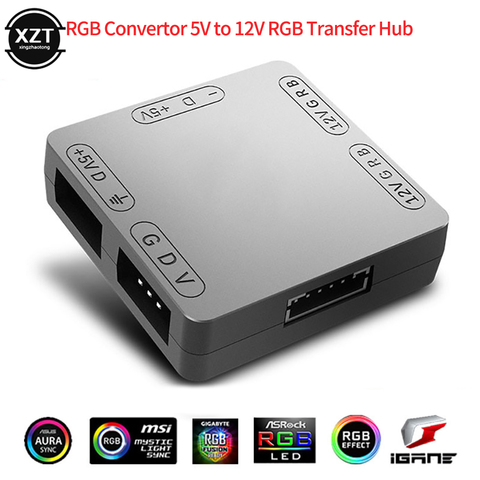 New RGB Fan Convertor 5V to 12V 4pin RGB Transfer Hub SATA Interface Magnet Installation for RGB 3PIN M/B ASUS Gigabyte and MSI ► Photo 1/6