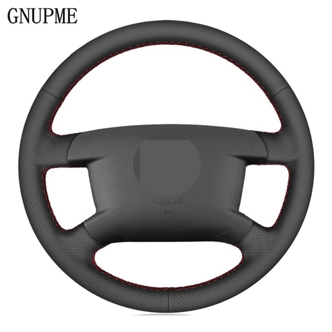 Black Artificial Leather Car Steering Wheel Cover For Volkswagen VW Caddy 2003-2006 Caravelle 2003-2009 Transporter T5 2006 ► Photo 1/6