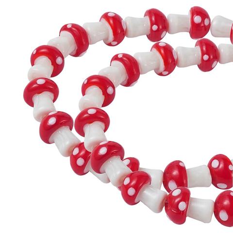 pandahall 1 Strand Mushroom Beads Handmade Lampwork Beads Strands for Earrings Necklace DIY Jewelry Beads Accessories 12x16mm ► Photo 1/6