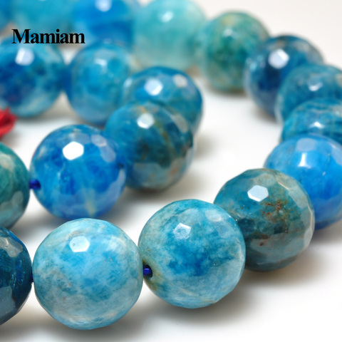 Mamiam Natural Blue Apatite Faceted Stone 9.6+-0.2mm Smooth Loose Round Beads Diy Bracelet Necklace Jewelry Making Gift Design ► Photo 1/5