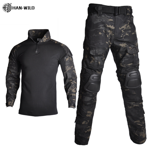 Tactical Suit Military Uniform Training Suit Camouflage Hunting Shirts Pants Paintball Clothes Sets with Free Pads 10 Pockets ► Photo 1/6