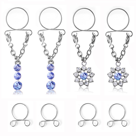 8 Pieces Adjustable Non Pierced Nipple Rings, Cilp on Fake Nipple Rings Crystal CZ Piercing Jewelry ► Photo 1/6