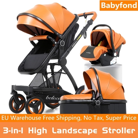 Babyfond Pu Baby Cars High Landscape Baby Stroller 3 In 1 Newborn