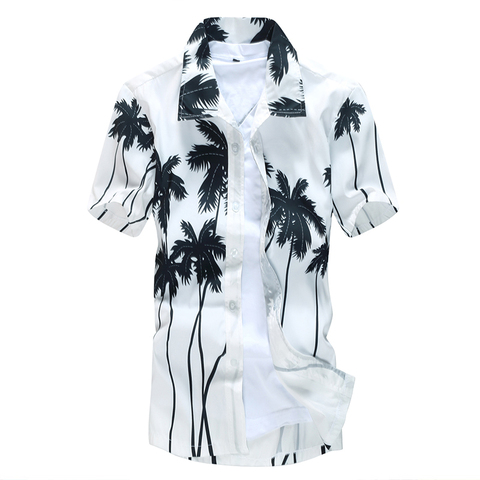 Aloha Hawaiian Shirt Men Clothes 2022 Summer Camisa Havaiana Shirts Coconut Tree Printed Short Sleeve Mens Sandy Beach Wear 5XL ► Photo 1/1