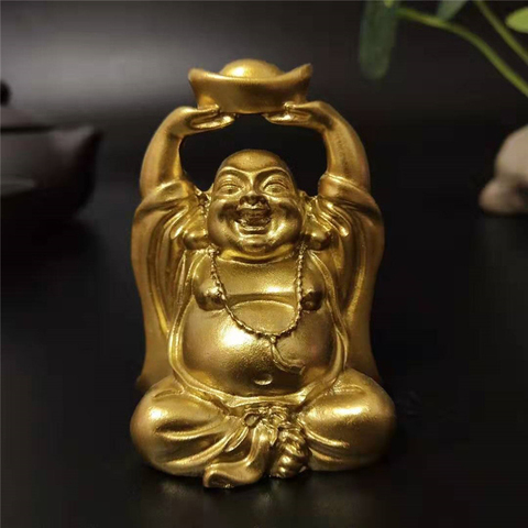 Gold Laughing Buddha Statue Chinese FengShui Money Maitreya Buddha Sculpture Figurines Home Garden Decoration Statues Lucky Gift ► Photo 1/6