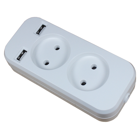 EU Power Socket Dual USB Extension socket Wall Charger Adapter Charging 2A Wall Charger Adapter Power Outlet white P91 ► Photo 1/4