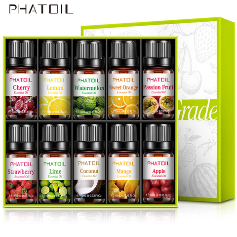 10pcs Fruit Fragrance Essential Oils Gift Set Strawberry Mango Watermelon Passion Fruit Coconut Flavoring Oil for Candle Making ► Photo 1/6
