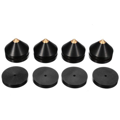 Mayitr 4pcs Black Speaker Spike 23mm Ebony Isolation Cone Wooden Copper Stand Feet +Base Pad For Speaker ► Photo 1/6
