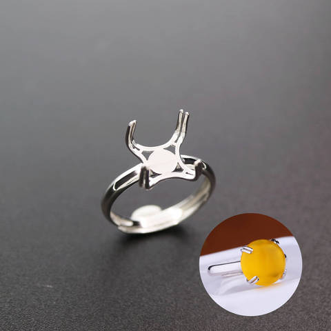 9-12MM Irregular Shape Prong Claw Bezel Solid 925 Sterling Silver DIY Cabochon Adjustable Ring Settings 1294123 ► Photo 1/4