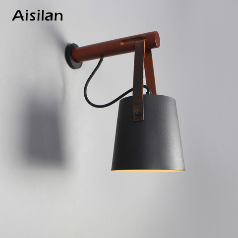 Aisilan LED Wall Lamps  for Living Room/Bed Room/Corridor Wall Sconces Light E27 Bulb Nordic Wooden  Wall Light ► Photo 1/6