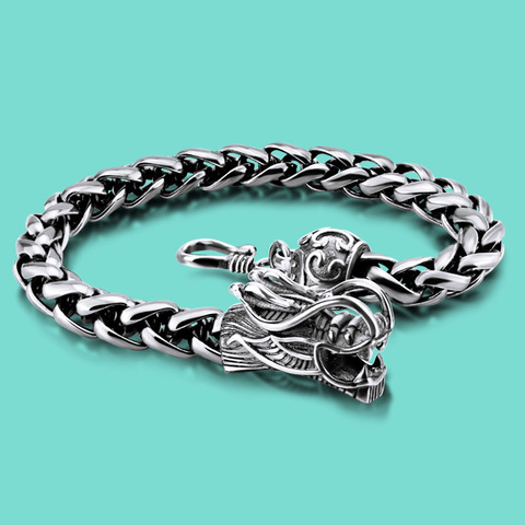 The new Thai silver bracelet with 925 silver bracelet Men's silver bracelet Domineering dragon bracelet with silver ornaments    ► Photo 1/1