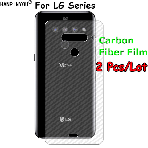 2 Pcs For LG G8X V50S V50 ThinQ 5G V30 Plus V30s Q60 K11 G7 W10 W30 3D Transparent Back Carbon Fiber Film Rear Screen Protector ► Photo 1/6