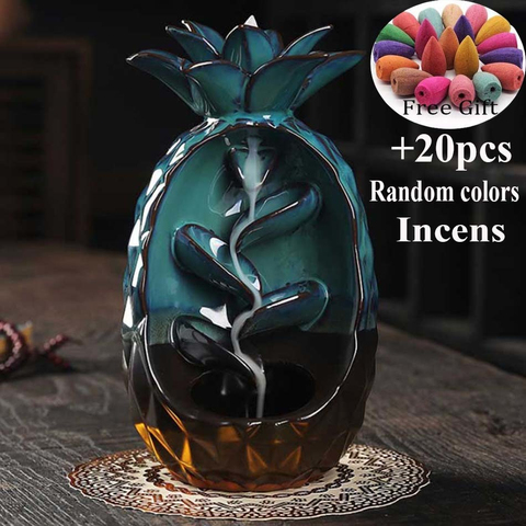 zen Ceramic Backflow pineapple Incense holder  Creative Home Decor Dragon Incense Holder Censer With  + 20pcs Incense Cones ► Photo 1/6