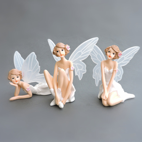 1PC Flying Flower Fairy Garden DIY Miniature White Angel Flower Ornaments Home Decoration Cartoon Gifts Desk Car Cake Decor ► Photo 1/6