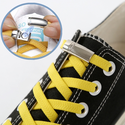 1Pair No Tie Shoe laces Elastic Laces Sneakers Flat Shoelaces