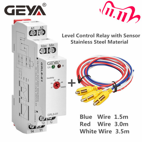 Free Shipping GEYA GRL8 Water Level Control Relay with Stainless Sensor AC/DC24V-240V Level Control Sensor ► Photo 1/6