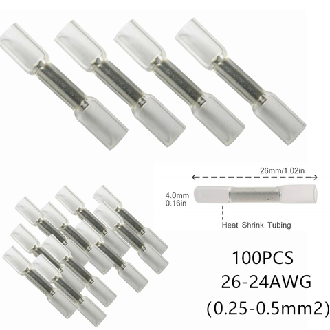 10/25/50Pcs Heat Shrink Terminals Insulated Butt Electrical Splice Wire Connectors Cable Crimp Terminal Connector 26-24AWG ► Photo 1/6