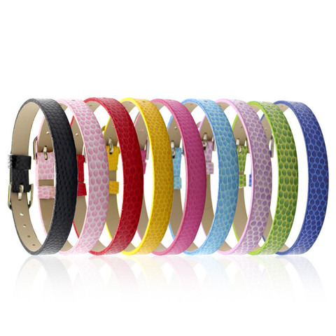 10Pcs/Lot 8mm PU Leather Bracelet For Women Snake Skin DIY Slide Letters Charms Bracelet Jewelry Making Men Wristband Band Gift ► Photo 1/6