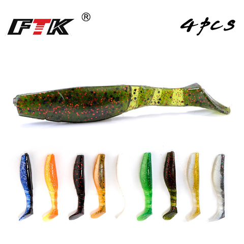 FTK Fishing Soft Lures 4pcs-80mm/100mm Fishing Wobblers Carp Soft Lures Silicone Artificial many Colors Bass Pike Baits Tackle ► Photo 1/6