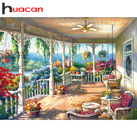 Flower Landscape Art Square Round 5D Flower Diamond Painting