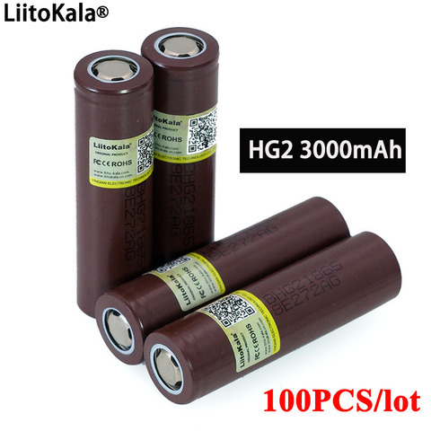 100PCS 100% New Original HG2 18650 3000mAh battery 18650HG2 3.6V discharge 20A dedicated For hg2 Power Rechargeable battery ► Photo 1/5