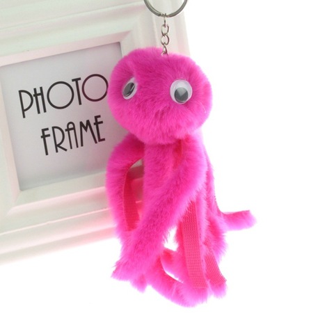 Cute Girls Plush Fur Pompom Octopus Keychain Fluffy Pom Pom Fur Ball Key Chain Women Car Bag Trinket Female Jewelry Party Gift ► Photo 1/6