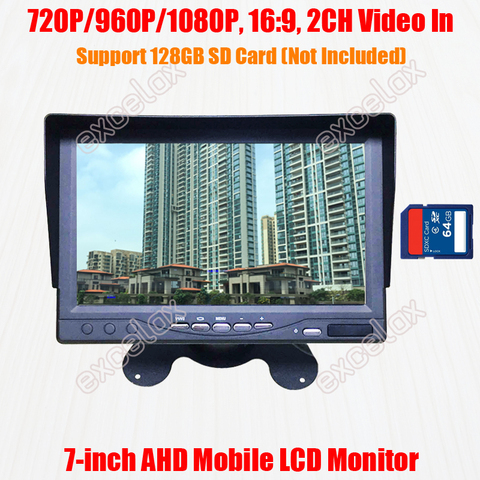2CH SD Card Recording 1080P AHD 7 Inch Display Mobile Monitor DVR Storage Vehicle Car Reverse Rear View CCTV Security Fishing ► Photo 1/6