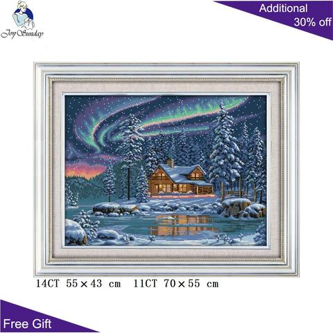 Joy Sunday The Aurora Borealis Home Decor F765 Counted and Stamped The Aurora Borealis Needlework Embroidery Cross Stitch Kits ► Photo 1/6