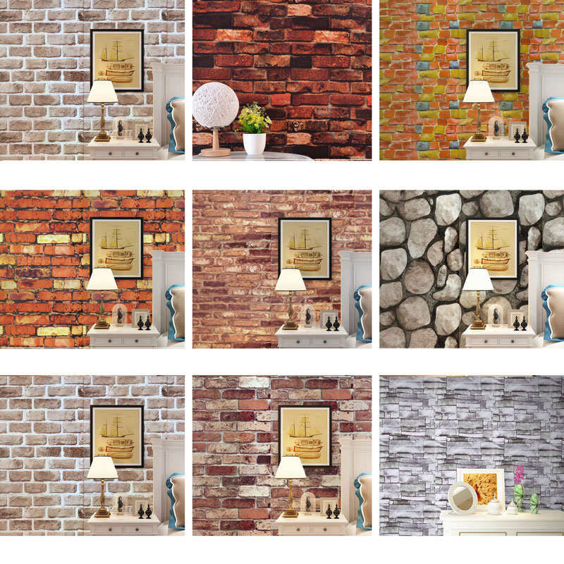 10m Home Decor 3d Pvc Wood Grain Wall Stickers Paper Brick Stone Wallpaper Rustic Effect Self Adhesive Sticker Room Alitools - Wood Effect Vinyl Wall Covering
