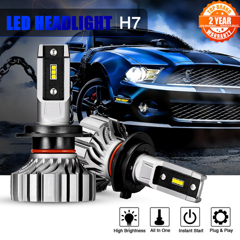 NOVSIGHT Led H7 Headlights Mini Car H4 9005 HB3 9006 HB4 9012 H1 H3 H11 H8 H9 Car Headlight Bulbs 8000LM 6500K 50W Fog lights ► Photo 1/6