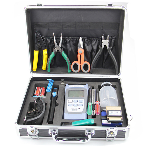 16 in 1 Optical fiber cold junction kit set toolbox 30mw 30KM vfl power meter fiber cleaver CFS-2 stripper FC-6S Kevlar scissors ► Photo 1/3