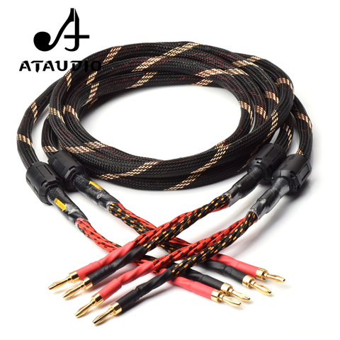 One Pair ATAUDIO HIFI speaker cable high Quality  amplifier 4n OFC speaker cable with Banana plug ► Photo 1/6