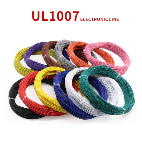 2M UL1007 PVC Tinned Copper Wire Cable 16/18/20/22/24/26/28/30 AWG White/Black/Red/Yellow/Green/Blue/Gray/Purple/Brown/Orange ► Photo 1/5