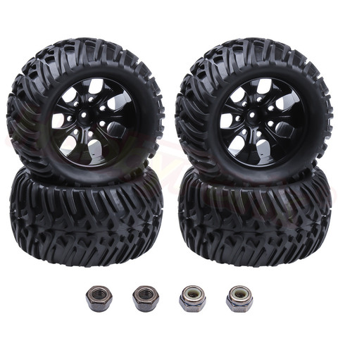 4PCS 1/10 RC Monster Truck Tires & Wheels 12mm Hex For RC Car HSP BRONTOSAURUS Himoto Traxxas HPI Redcat ► Photo 1/6