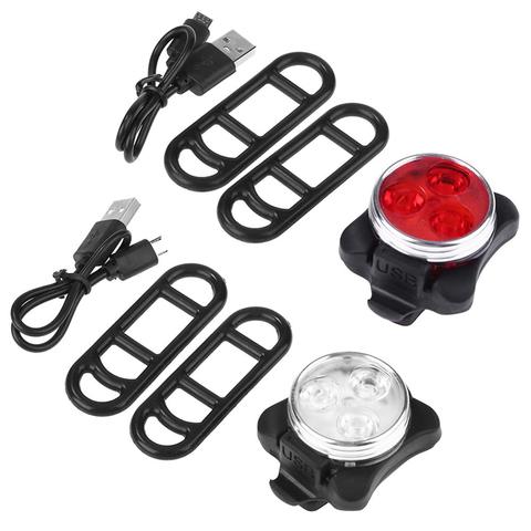 Bicycle Headlight Tail Lamp 3 Modes USB Rechargeable Safety Warning Light bike bicycle back light accessories ► Photo 1/6