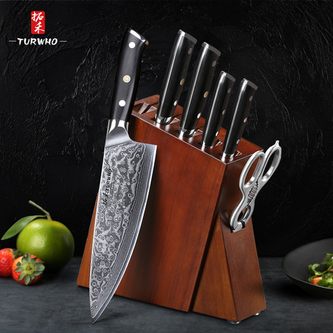 TURWHO 6-PCS 67 Layer Damascus Steel Kitchen Knives Set Japanese