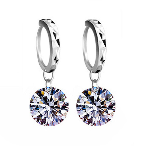 8 Colors Option Classic Girl Women Gift Jewelry 925 Sterling Silver and Shining 5A Cubic Zirconia Dangle Huggie Earrings ► Photo 1/6