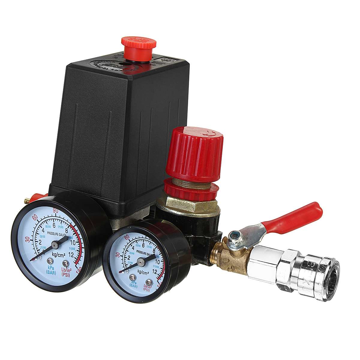 240V Air Compressor Pump Pressure Switch Manifold Regulator Air Pump Control Valve 120 PSI with Gauges Quick Connector ► Photo 1/6