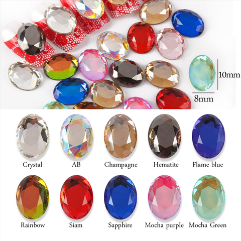 30Pcs/lot New Nail Rhinestones Oval Flat Back Crystal Shiny 3D Strass Gem Stone Manicure Nail Art Decoration Charms Jewelry ► Photo 1/6