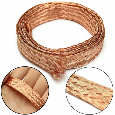 Tinned Copper Braided Sleeve Strap Connecting Wire  1m/3.3 Ft 6/15mmConductive Tape Desoldering Braid Welding Solder ► Photo 1/6