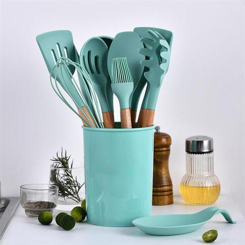 Silicone Kitchenware Cooking Utensils Heat Resistant Kitchen Non-Stick Cooking Utensils Baking Tools Cooking Utensil Spatula ► Photo 1/6