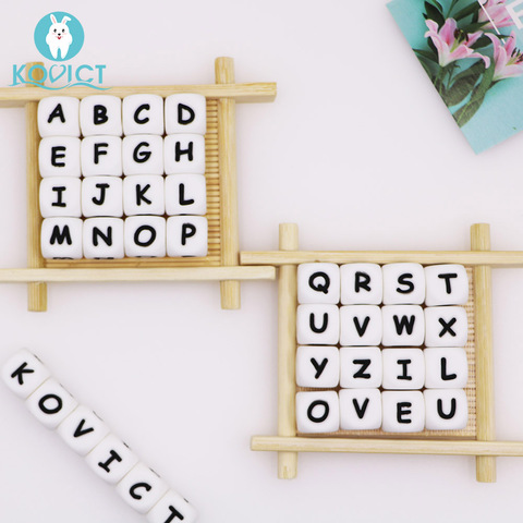 Kovict 12mm 10pc Letter Silicone Beads Baby Teether Beads Chewing Alphabet Bead For Personalized Name DIY Teething Necklace ► Photo 1/6