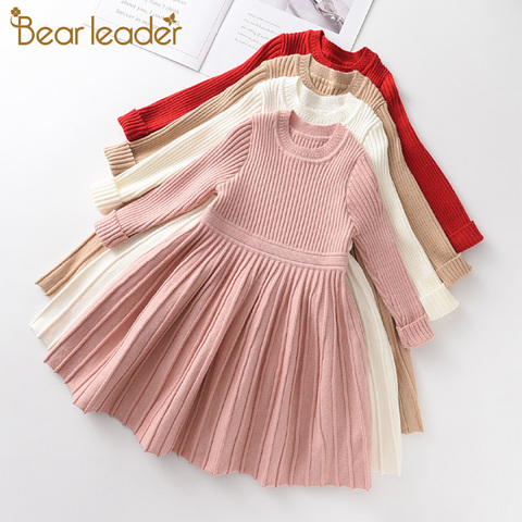 Bear Leader Long Sleeve Sweater Dress Girls Princess Baby Girl Clothes Sweet Tutu Party Dresses Christmas Little Girl Clothes ► Photo 1/6