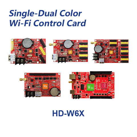 Huidu HD W60 HD W62 HD W63 HD W64 HD W66 Wifi & U-Disk ports 1024*32~2048*512 single & dual color led display control card ► Photo 1/6