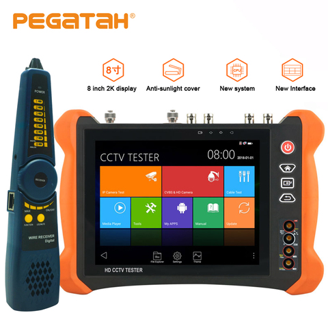 8 inch 4K cctv IP Camera tester Touch screen H.265 4K 8MP AHD TVI CVI SDI CVBS 6 in 1 CCTV Camera Tester Cable tracer 4K output ► Photo 1/6