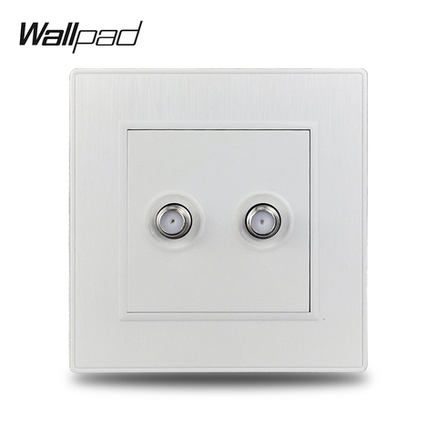 Wallpad S6 White Double Satellite TV Antenna Wiring Outlet Wall Socket Brushed PC Plastic ► Photo 1/5