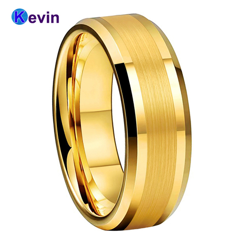 Men Women Wedding Ring Tungsten Carbide Ring With Bevel Edges Polished Brushed 8MM Comfort Fit ► Photo 1/6