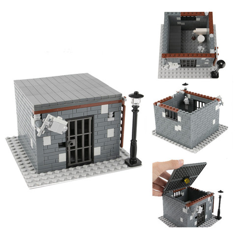MOC Building Block City Accessories Prison Police Cell Ward Military Room House Model Set Street Lamp Bed Toilet Bricks D136 ► Photo 1/5