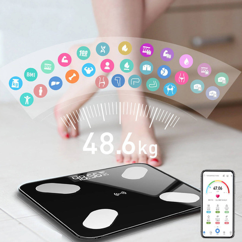 SDARISB Bluetooth scales floor Body Weight Bathroom Scale Smart Backlit  Display Scale Body Weight Body Fat Water Muscle Mass BMI