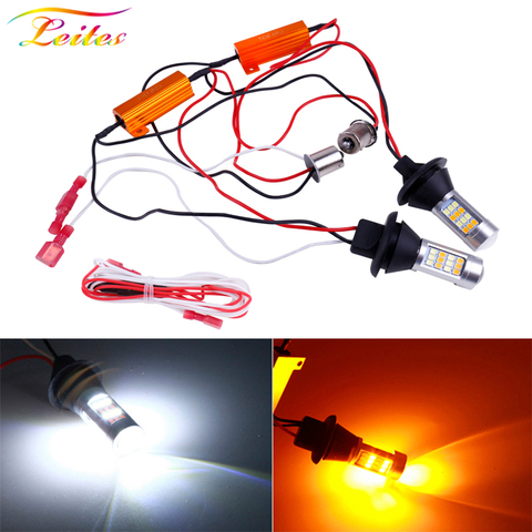 2pcs BA15S 1156 P21W BAU15S PY21W T20 W21W 7440 42LED Canbus DRL Running lights Turn Signal Light Dual Mode For Car Lighting ► Photo 1/6